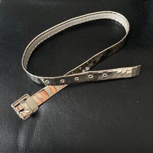 Silver Metallic Belt y2k, 27" - 32" waist (pictured) no brand